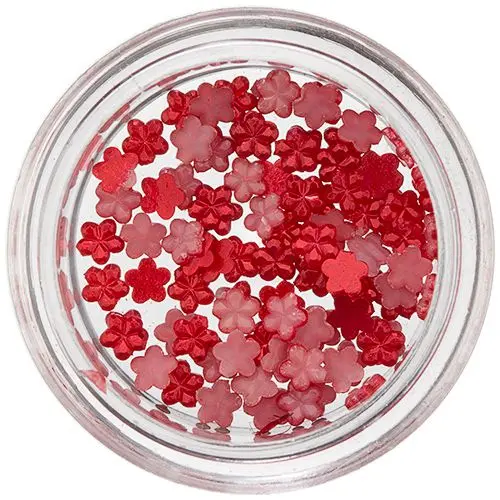 Small Flowers for Nail Decoration - Red, Pearl
