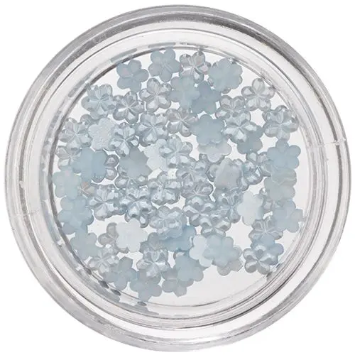Nail Art Light Blue Decorations - Small Flowers, Pearlescent