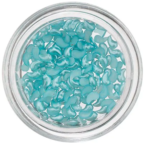Nail Art Turquoise Blue Decorations - Curved Drops, Pearl