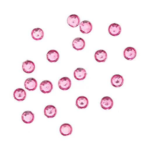 Pink nail decorations, 1mm - round rhinestones in sack, 20pcs