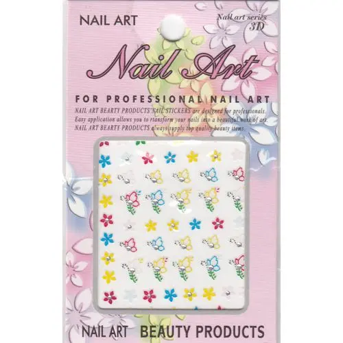 Self-adhesive sticker 3D - colourful flowers and butterflies