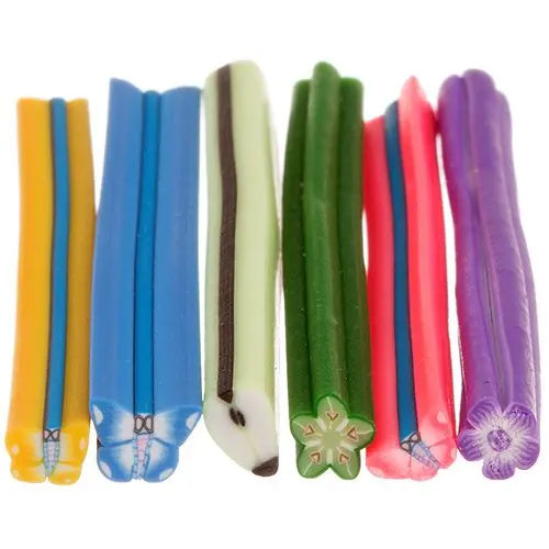 Decorative Sticks Fimo Nail Art, 6pcs - Butterfly, Flower and Fruit