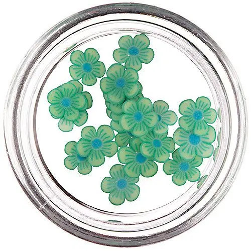 Green Fimo Flowers with Blue Center - Sliced