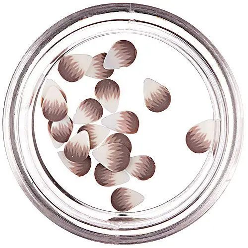 Fimo Nail Art, White - Brown Drops - Slices