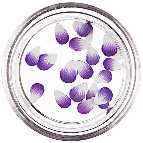 Pre - Sliced Fimo Nail Art - Drops, White - Purple