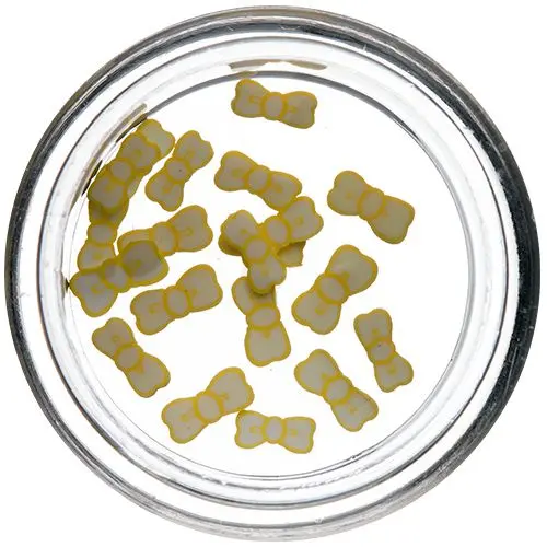 Fimo Nail Decorations - Pre - Sliced Bows, Yellow - White