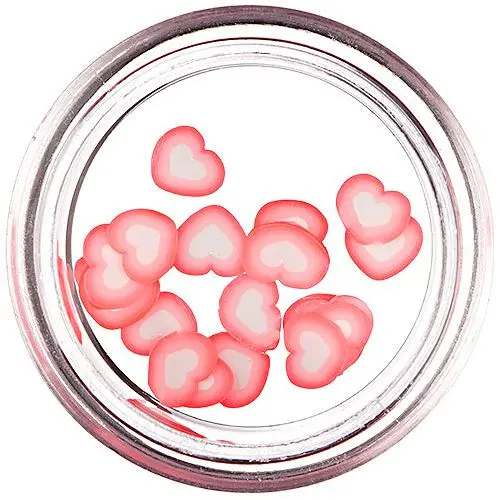 Fimo Nail Art - Sliced Hearts in White - Bright Pink Colour