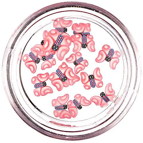 Fimo Nail Art - Sliced Butterflies in Light Pink - White Colour