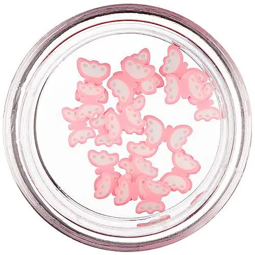 Fimo Nail Art - Sliced Butterflies in White - Bright Pink Colour