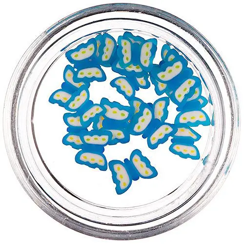 Fimo Butterflies - Turquoise - White, Slices