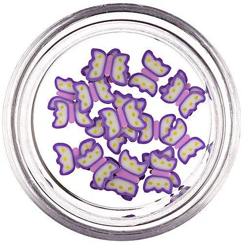 Sliced Fimo Butterflies for Nail Art - Purple - White