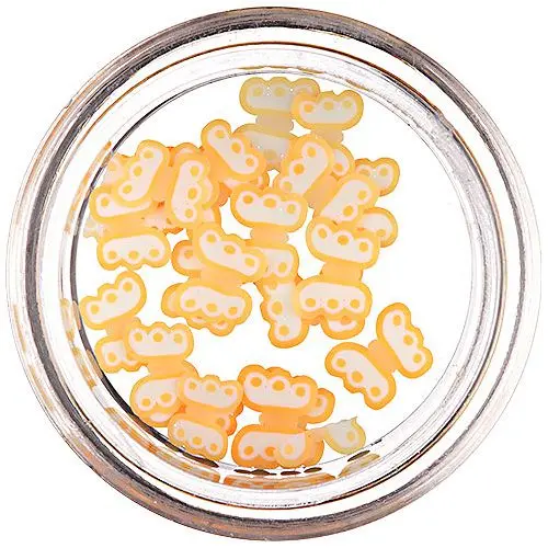 Sliced Fimo Butterflies for Nail Decoration - Orange - White