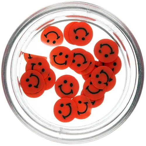 Red Fimo Nail Decorations - Smiley Slices