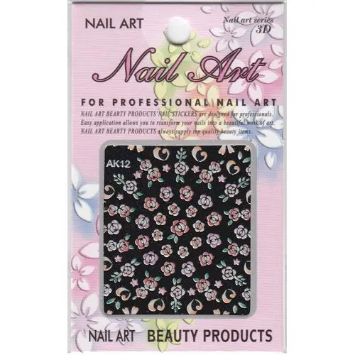 Glittering 3D stickers, red roses and leaves