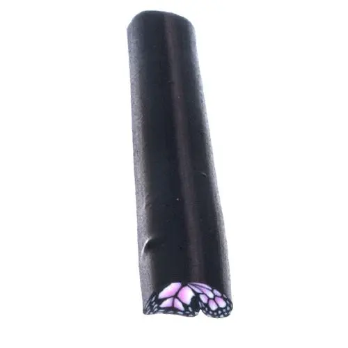Half Butterfly - Fimo Nail Decoration, Pink-Black Stick