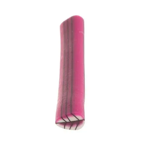 Pink - White Leaf - Stick, Fimo Nail Art