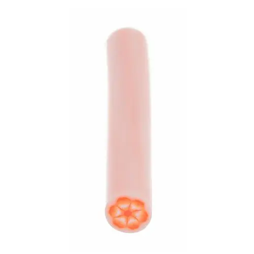 Orange - White Flower - Fimo Nail Decoration, Stick