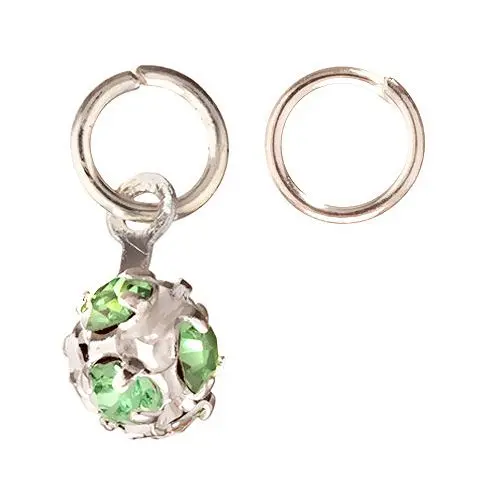 Decorative Piercing in Shape of Ball with Light Green Rhinestones