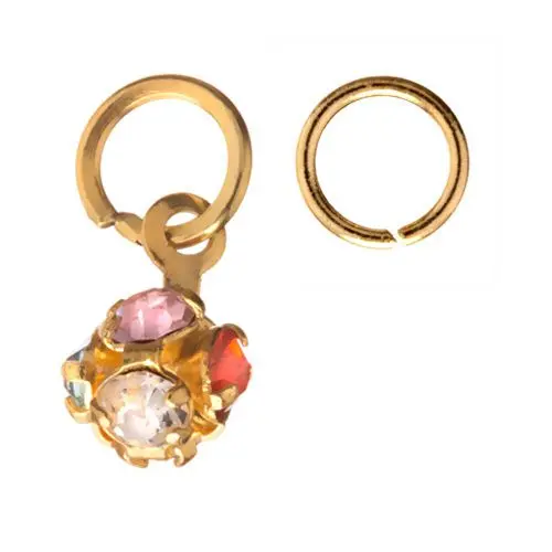 Golden Ball Shaped Nail Charm with Colorful Rhinestones