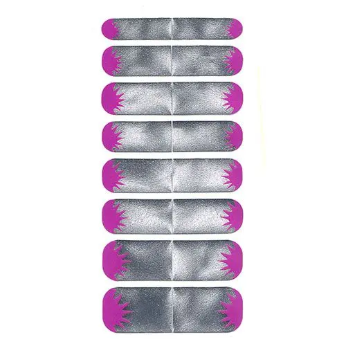 Silver self-adhesive decorations with purple-pink pattern